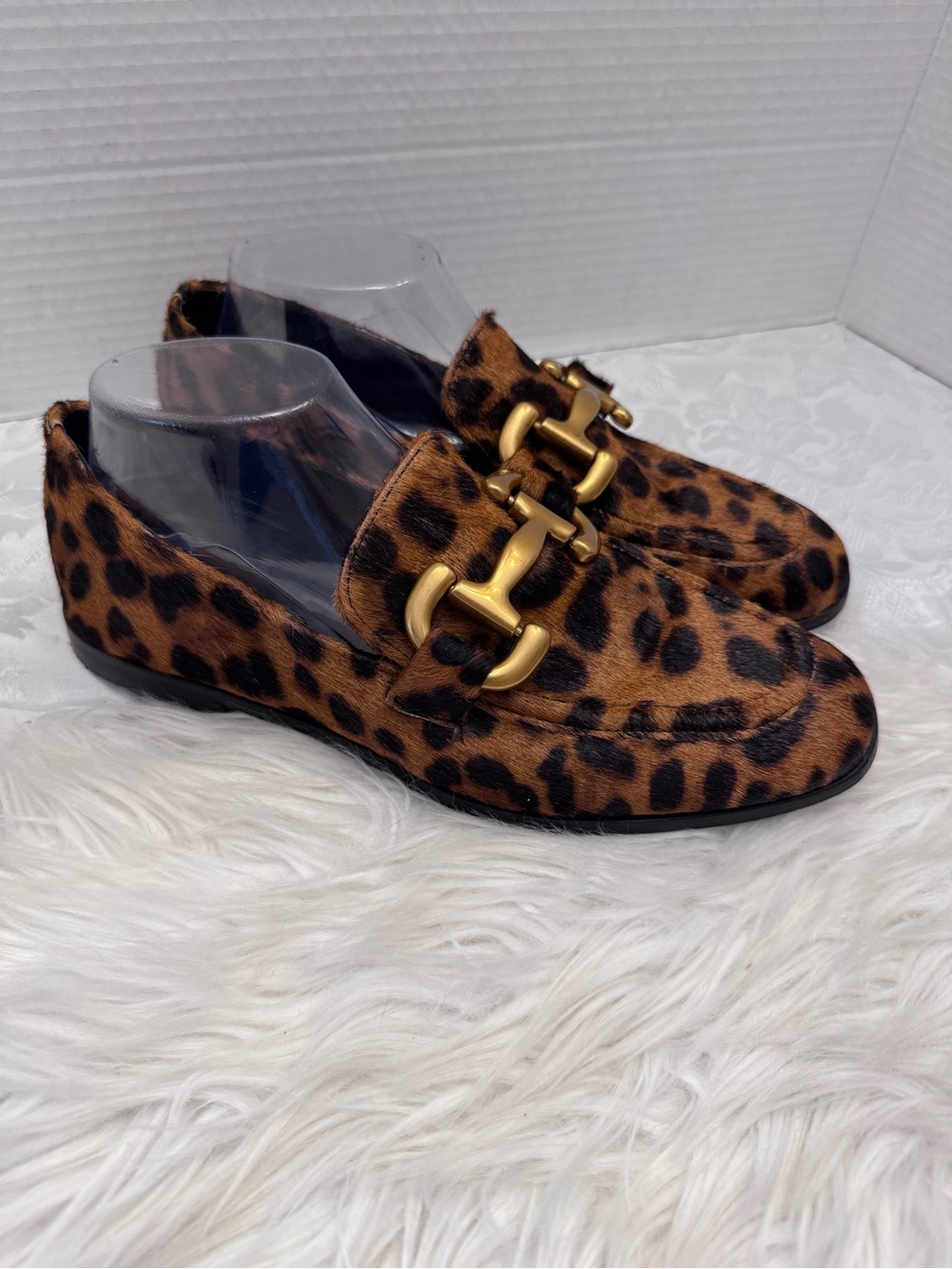 Boden Iris Snaffle Leopard Print Calf Hair Loafer Shoe Preppy Size 40 9.5